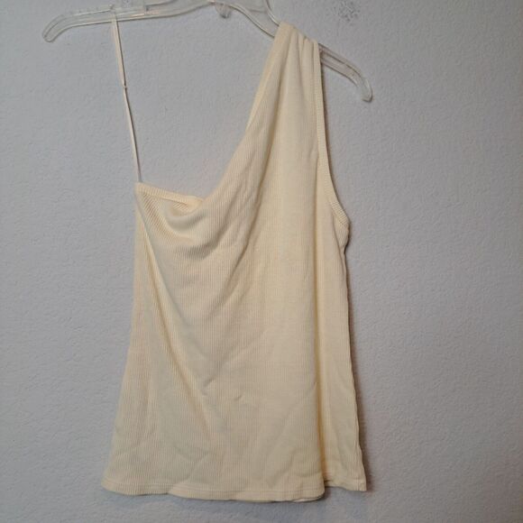 Lanston Revolve Declan One Shoulder Tank Top Butter Ribbed Stretch Womens XS NWT - Picture 7 of 10